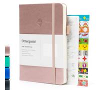 Ottergami Bullet Dotted Journal, A5 Notebook + Scrapbooking Stickers, 6 Stencils for Journaling, 100gsm Sketchbook Notebook (rose Gold)