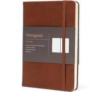 Ottergami Dotted Notebook A5 Hardback - The Pro Bullet Dot Journal - 144 Pages, Thick 150gsm Paper Note Book - Luxury Vegan Leather Journals for Women & Men - Work & University Essentials (Brown)