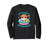 Otterly Adorable Cute Kawaii Chibi Anime Sea Otter Duck Fun Long Sleeve T-Shirt