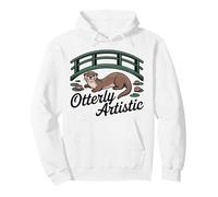 Otterly Artistic Cute Animal Bridge Lily Pad Pun Pullover Hoodie