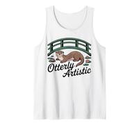 Otterly Artistic Cute Animal Bridge Lily Pad Pun Tank Top