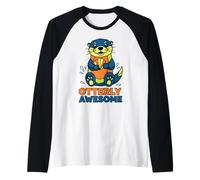 Otterly Awesome Cute Funny Otter Design for Men Women Kids Raglan Baseball Tee