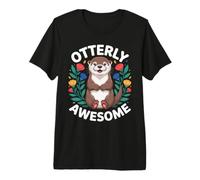 Otterly Awesome Cute Otter Flowers Premium T-Shirt
