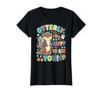Otterly Happy to See You Cute Otter Back to School Design Value Graphic T-Shirt, Women, Black, L