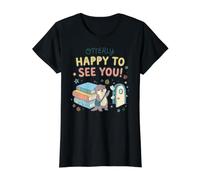 Otterly Happy to See You Cute Otter Cool Back to School Value Graphic T-Shirt, Women, Black, S