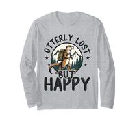 Otterly Lost But Happy Funny Otter Hiker Mountain Pun Long Sleeve T-Shirt