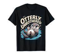Otterly Unbothered Cute Relaxed Otter Coffee T-Shirt