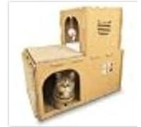 OtterPets Cardboard Cat House, 2-Level Cat Scratcher House, DIY Paint Kit
