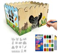 OtterPets Chinchilla House, Small Animal Hideout for Chinchilla, Guinea Pig, Hedgehog, or Rat, Ventilated Wooden Hamster Habitat with Multiple Doors, Made from Natural Wood (DIY Paint Kit)