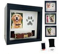 OtterPets Large Dog Urn for Ashes, 4 Customizable Displays with Paw Print Ink Kit, 8.5x8.5x5.8 Pet Urn for Dog Ashes, Pet Cremation Box, Cat Urn for Ashes, Dog Ashes Keepsake (Classic Black)