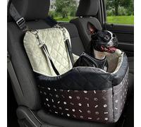 OtterPets Small Dog Car Seat, Memory Foam Dog Booster Car Seats with Thick Cushion for Medium Dogs Under 30lbs, 3Storage Pockets with Zipper, 2 Safety Belts, Harness Included (Black, No Harness)
