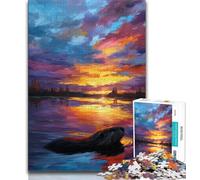 Otters at Sunset 2000 Pieces Jigsaw Puzzles For Teens And Adults,Stress Reliever Difficult Challenge Suitable for Desktop Decoration 70x100cm