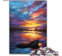 Otters at Sunset Jigsaw Puzzles for Adults Teenagers Jigsaws Puzzle, Brain Intelligence Challenge Addictive Toys for Home Decoration (size 26x38cm)