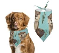 Otters Dog Bandana Triangle Dog Scarf Washable Polyester Dog Bibs Cute Pet Bandana for Medium Large Dogs Puppy and Cats