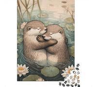 Otters Embrace in Serenity -1 1000-Piece Puzzle for Adults, 52x38cm/1000pcs; for Calm Hands-on Time after Work; White Cardboard with A Clean Surface