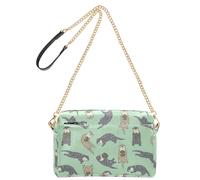 Otters Green pattern Small Leather Crossbody Bag for Women Shoulder Purse with Adjustable Strap Lightweight Handbag for Shopping Travel Daily