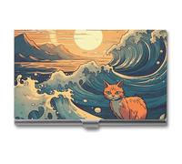 Otters in Love Business Card Holder, Metal Slim Name Card Case, Pocket Cards Holder for Women Or Men, Name Cards Booklet for Professionals, Executives, Anime Style Cat, One Size