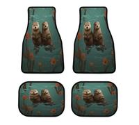 Otters in Love Car Floor Mats Personalized Anti-Slip Vehicle Front Rear Rugs Classic All-Weather Universal Driver Heel Pad Fit for SUV Vans Sedans Trucks Set of 4pcs