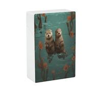 Otters in Love Cigarette Case Stylish Lightweight Pocket Holder Case for Smoke Waterproof Cigarette Dispenser Cigarettes Accessories for Outdoor Camping Hiking