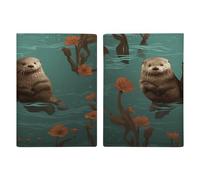 Otters in Love Passport Holder Ultra Slim PU Leather Travel Document Organizer Compact Premium International US Passport Protector Cover for Women Men