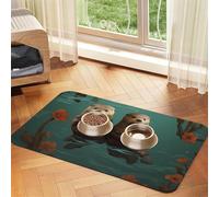 Otters in Love Pet Feeding Mat Absorbent Pu Leather Dog Cat Food Mats Contain Spills Protects Floors, Anti-Slip Rubber Backing Dog Bowl Mats Easy Clean Pet Placemats 30x45cm