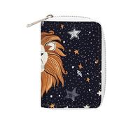 Otters in Love PU Leather Card Holder - Slim Durable Credit Card Organizer for Men & Women, Lion and stars, 16x11.5cm