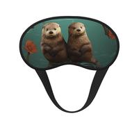 Otters in Love Sleep Mask for Side Sleeper, Blackout Eye Mask for Women Men, Zero Pressure Sleeping Masks Soft Breathable Eye Cover Comfortable Blindfold Eyeshade for Night Sleep