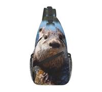Otters Playing In The Water Sling Bag Adjustable Chest Bag Lightweight Backpack For Men Outdoors Casual