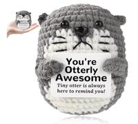Otters Positive Crochet Animals,Emotional Support Gift,Handmade Otter Crochets with Uplifting Message Card,Positive Sea Otter Crochets for Home,Office Decor,Emotional Support Crochet Positive Gifts