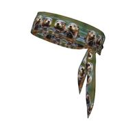 Otters Print Head Tie Headbands for Men Women, Adjustable Bandana Sweatbands Hair Wrap Bands for Sports