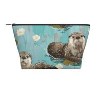 Otters Print Makeup Bag Trapezoid Travel Cosmetic Organiser Stylish Storage for Beauty & Gifts for Women Girls