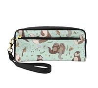 Otters Print Pencil Case Makeup Bag for Accessory Cosmetic Stationery Toiletry Travel Companion
