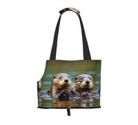 Otters Print Pet Tote Bag, Foldable Single Shoulder Pet Carrier For Small Pets Dogs Cats