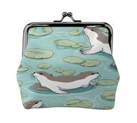 Otters Print - Print Women's Compact Coin Purse with Lock Waterproof for Travel Gifts