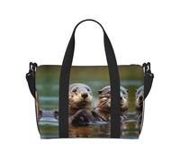 Otters print Travel Duffel Bag,workout duffel bag, overnight shoulder Bag,Weekender Bag for Women Men, Black, One Size