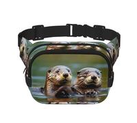 Otters print Womens Fanny Pack Everyday Hip Pouch Waist Bag for Travel Outdoor Running Hunting for Adult, Black, One Size