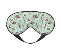 Otters Printing Soft Eye Mask Reversible Cover for Travel Adjustable Strap Blackout Sleep