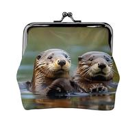 Otters small wallets woman,wallets for women,coin purse for women,small womens wallet,with zipper and kiss lock, Black, One Size, Art Deco