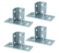 OTTFF 4 Pack 2 Slot U Post Base for 1-5/8" Square Strut Channel, Ground Floors Mount, 4.5mm Thick