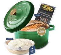 Ottia Cast Iron Pot Bread Baking [Including Proofing Basket] - Enamel Pot 26 cm - Dutch Oven, Bread Baking Tin, Bread Baking Pot, Casserole Dish with Lid, Stewing Pot - Also for Induction | Dealer
