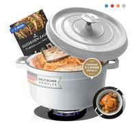 Ottia Cast Iron Pot [Includes eRecipe Book] - 28 cm Casserole Pot with Lid and Aroma Nubs, Ideal for 5-8 Servings - Enamel Pot, Stewing Pot, Cast Iron Pot for All Types of Cookers | Dealer from