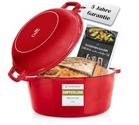 Ottia Cast Iron Pot [Includes eRecipe Book] - Casserole Pot with Lid 26 cm - Enamel Pot, Stewing Pot, Cast Iron Pot for All Types of Hobs - Also as a Bread Baking Pot for Baking Bread | Dealer from