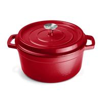 OTTIA Dutch Oven, 5 Liters, Cast Iron, Enameled, Red, Oven-Safe, Includes E-Recipe Book Enamel, Dealer from Hamburg