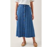 Ottilie Stripe Denim Midi Skirt Blue Monsoon Blue XL