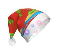 OTTKGGA 3d Palm Tree Adults Christmas Hat Plush Glow Santa Cap Led Lights Holiday Parties Celebration Decoration