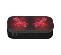 OTTKGGA Abstract Red Dragonfly Big Capacity Zipper Pencil Case Stationery Organizer Makeup Bag for School Office Travel
