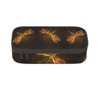 OTTKGGA Abstract Yellow Dragonfly Big Capacity Zipper Pencil Case Stationery Organizer Makeup Bag for School Office Travel