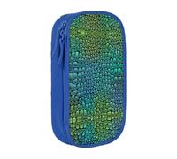 OTTKGGA Alligator Skin Double-Layer Pencil Case Pen Bag Large Capacity School Office Travel Makeup