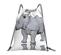 OTTKGGA Animal Rhino Drawstring Bags Waterproof Swimming Gym Backpacks Large Capacity Lightweight Travel Beach