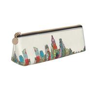 OTTKGGA Austin Texas Leather Pencil Case Stationery Organizer Pouch with Zipper Student Middle School College Office